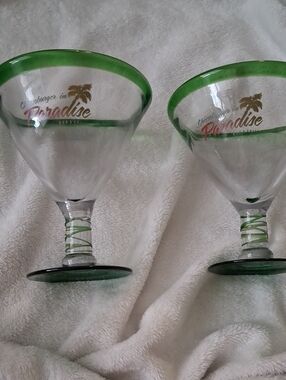Cheeseburger In Paradise Collection Green-Rim Margarita Glasses - Set of 2